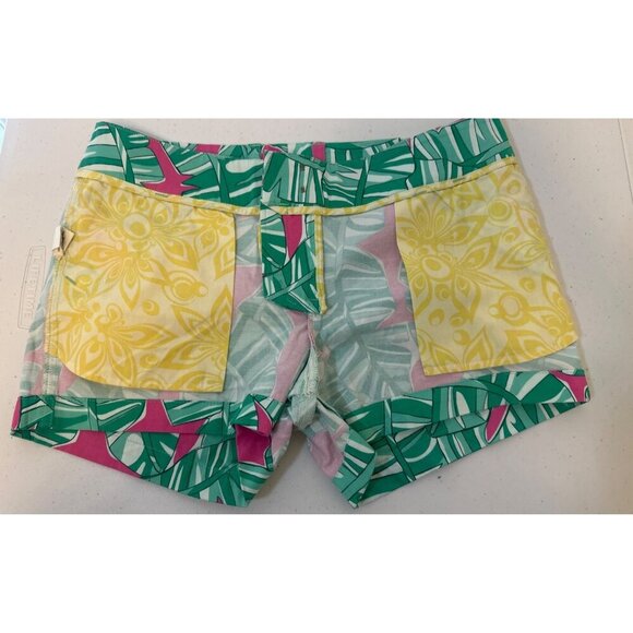 Loudmouth Ladies Palm Pink Sharks Print Shorts Size 4 - Picture 5 of 8